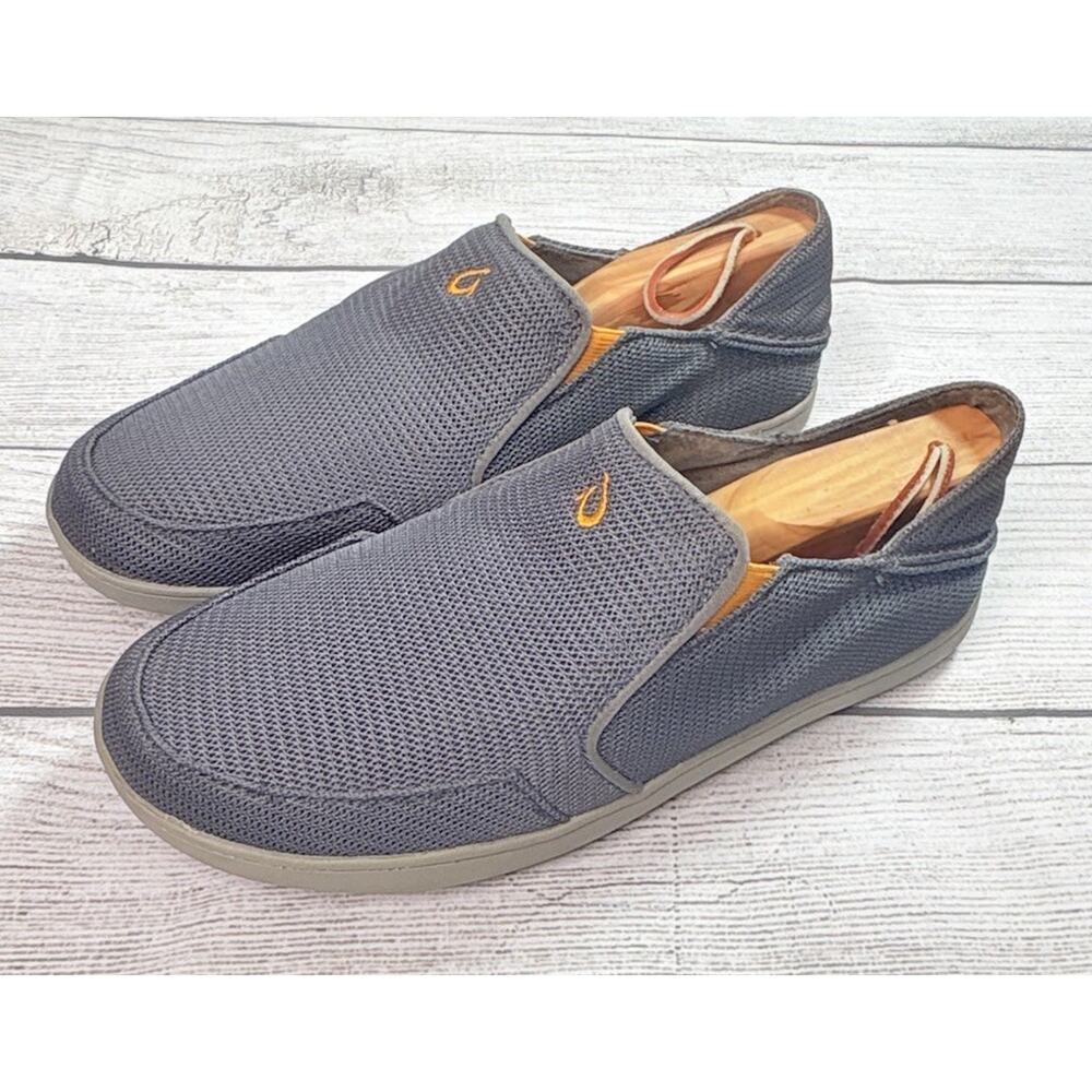 Olukai Mens Nohea Mesh 10188-4242 Low Top Round Toe Gray Slip On Shoes Size 8